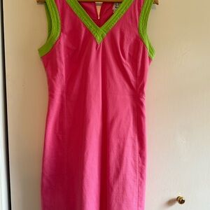Lilly Pulitzer Pink Green V-Neck Sheath Mini Dress